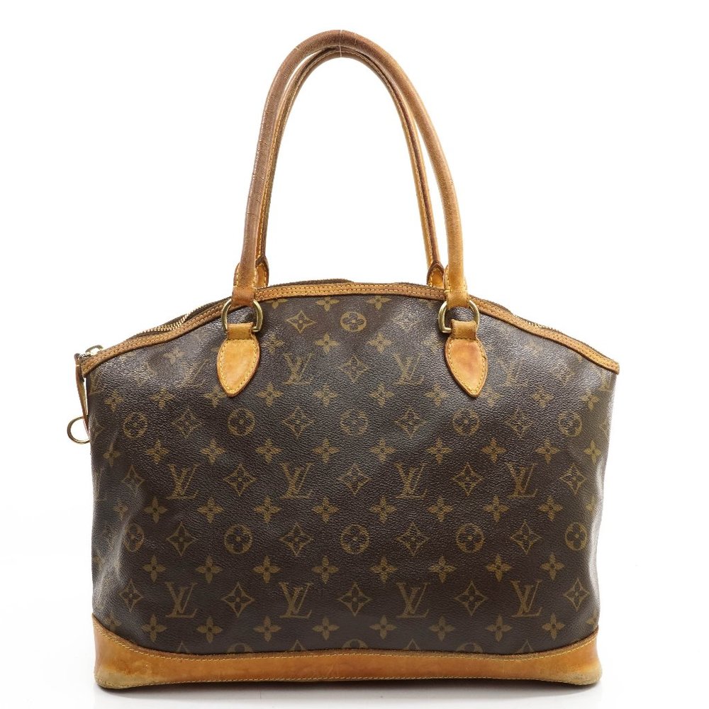 Louis Vuitton Brown Monogram Canvas Satchel with Tan Leather Trim